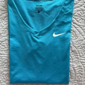 Nike Pro Blue V-Neck Long-sleeve T-Shirt